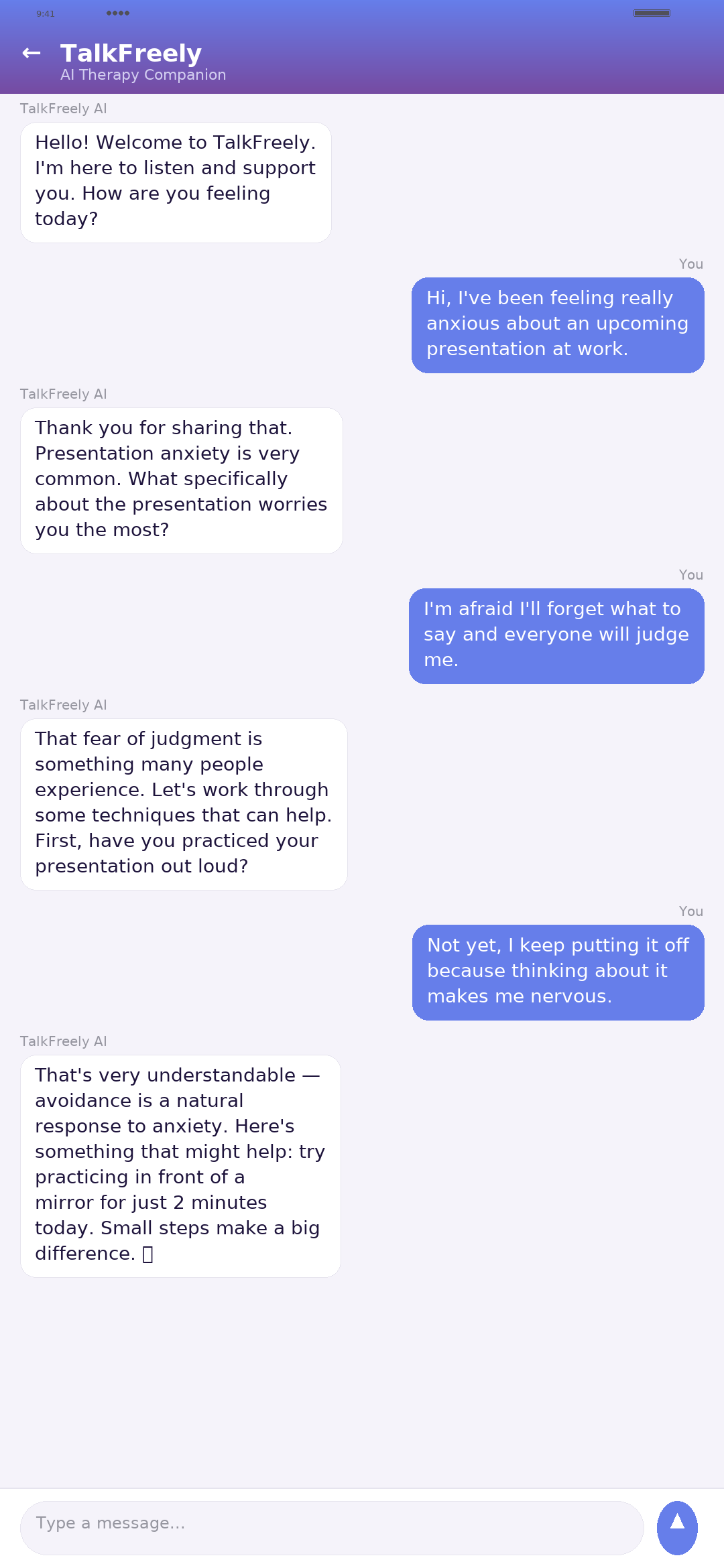 TalkFreely Chat Interface
